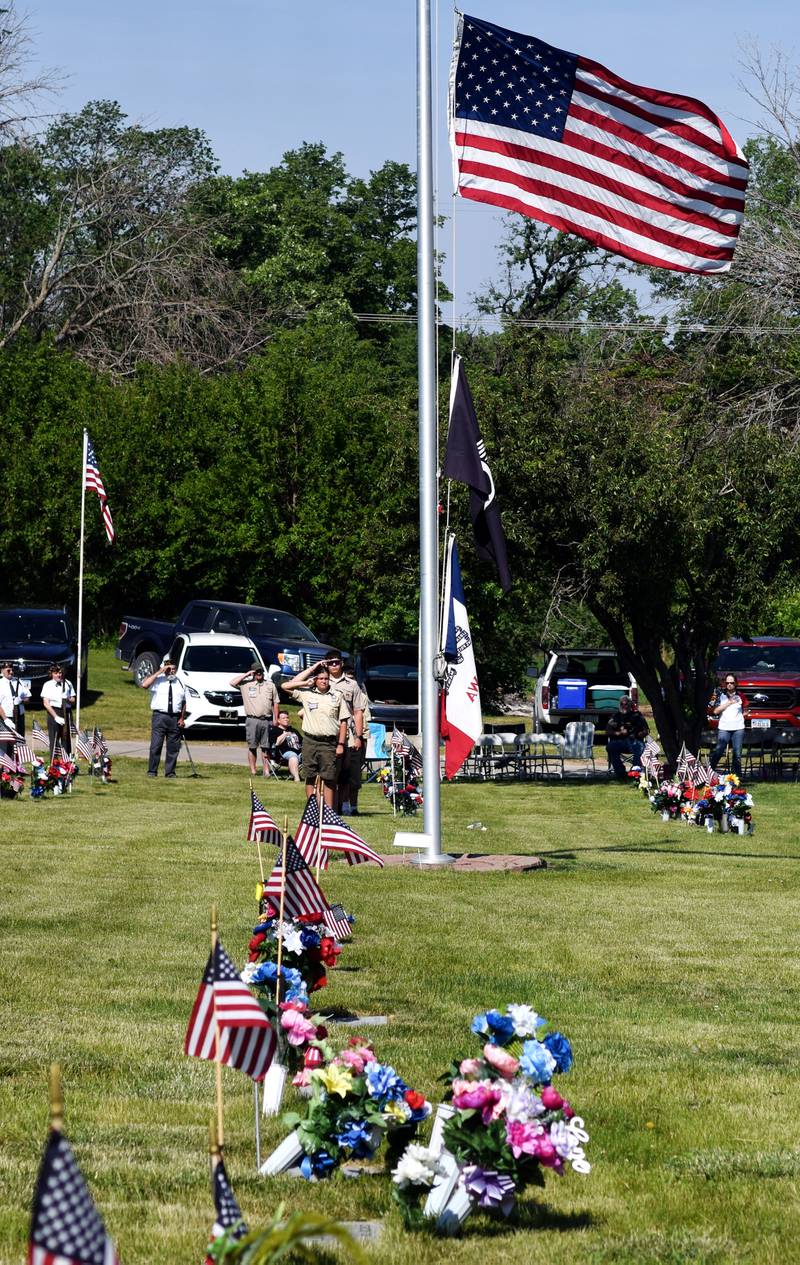 Local veterans observe Memorial Day during a ceremony on May 29 at Union Cemetery in Newton.