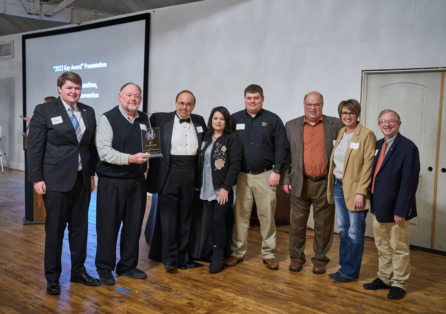 The Thunderstruck Over Iowa Speedway Steering Committee accepts the Key Award during the Greater Newton Area Chamber of Commerce's annual meeting on Jan. 26 at The Thunderdome.