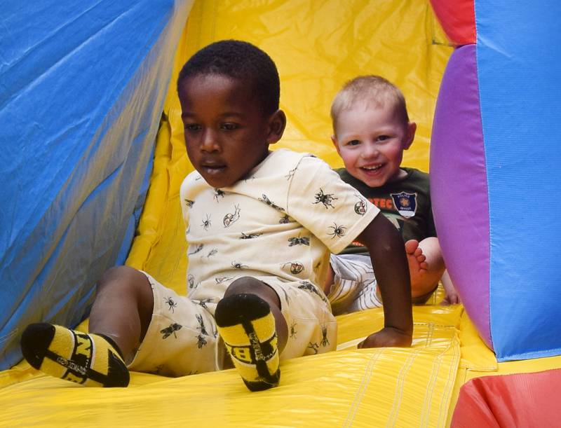 Kids enjoy all the games and activities available in the Fun Zone of Newton Fest on Saturday, June 10 at Maytag Park.