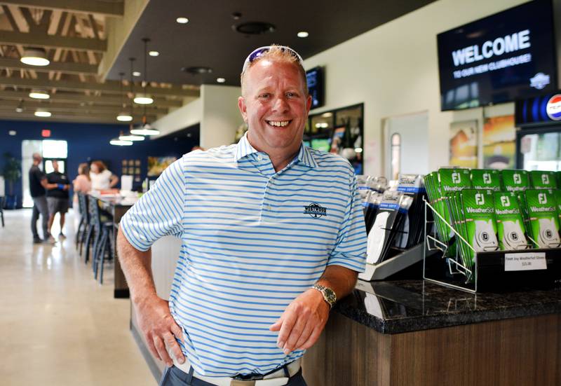Brad Sponseller, the golf pro and operations manager of Westwood Golf Course, poses inside the new clubhouse, which was a project many years in the making. The clubhouse recently held a ribbon cutting ceremony with the Greater Newton Area Chamber of Commerce.