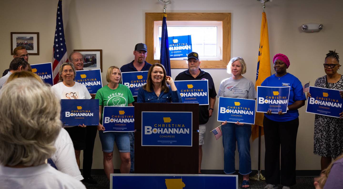 Christina Bohannan announced this past week that she will be campaigning for Iowa's 1st Congressional District seat currently held by Republican Congresswoman Mariannette Miller-Meeks.