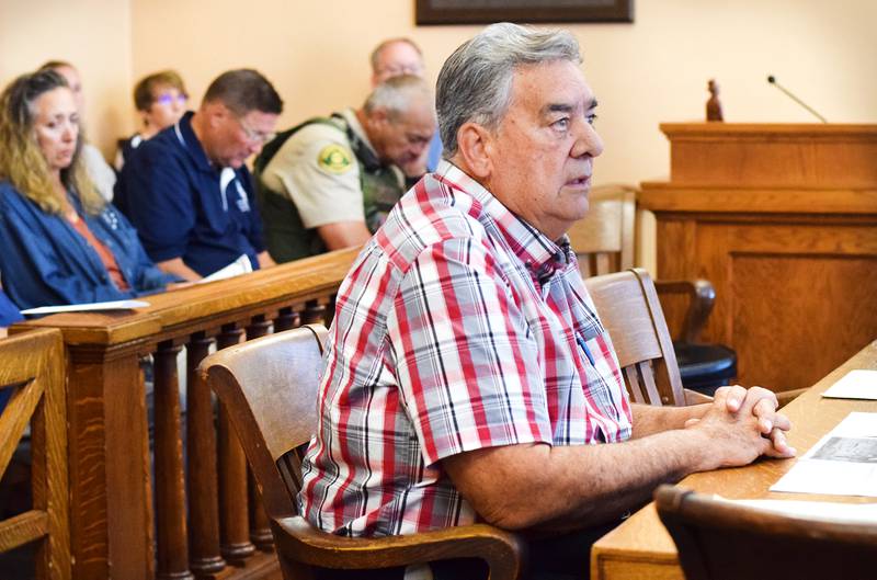 Ken Smith speaks to the Jasper County Board of Supervisors on July 12 about reestablishing a driveway to his property from F-48 West. However, the supervisors say the county cannot safely create the driveway or easement so close to a nearby bridge.