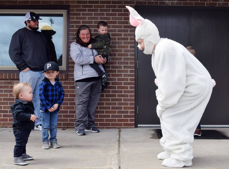 The Easter Bunny greets kids and families during the Spring Celebration on April 2 at the Prairie City Community Building.
