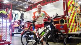 German cyclist stays overnight at Newton fire station before finishing coast-to-coast tour
