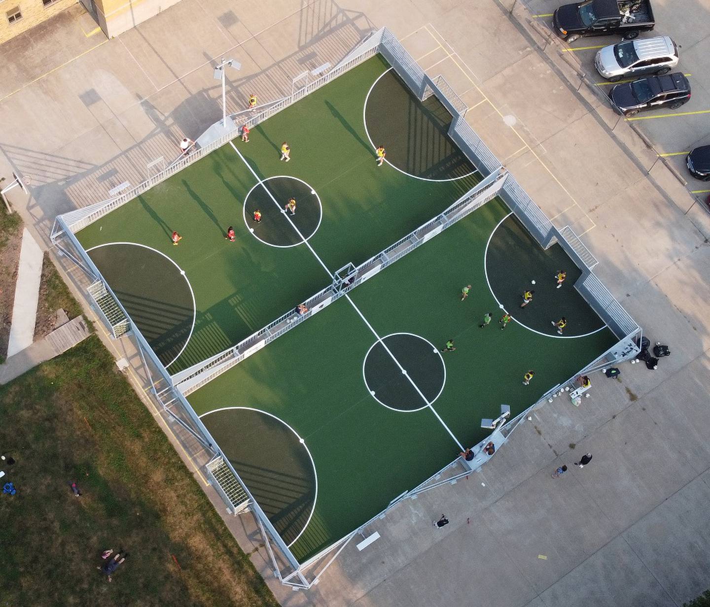 The mini-pitch in Lamoni shows what a largeer facility could look like. Soccer enthusiasts in Newton are proposing to fully fund a mini-pitch with donations and grants so long as the city council can secure the basketball court space in Maytag Park to use as the base.