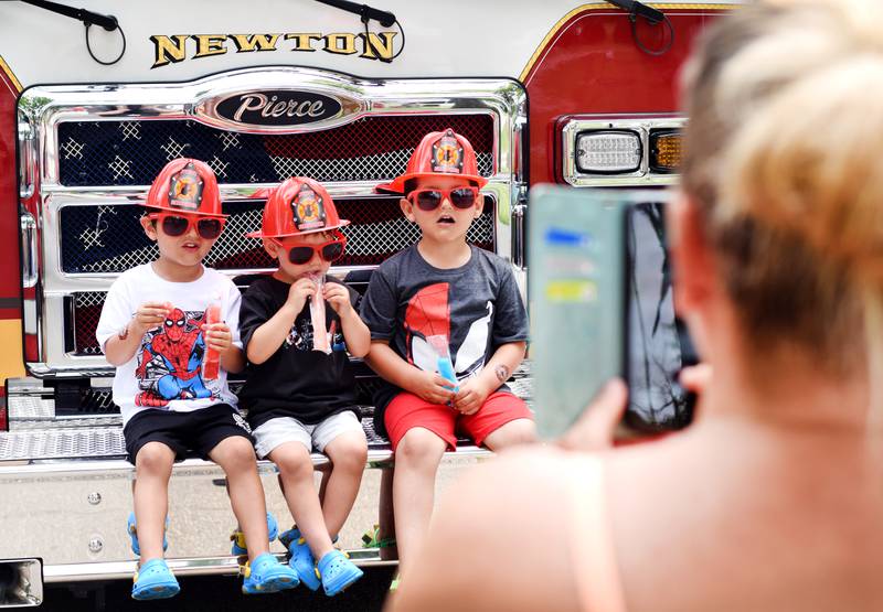 Local first responders show off emergency vehicles and have kids participate in an obstacle course as part of Safety Fest during Newton Fest on Saturday, June 10 at Maytag Park.