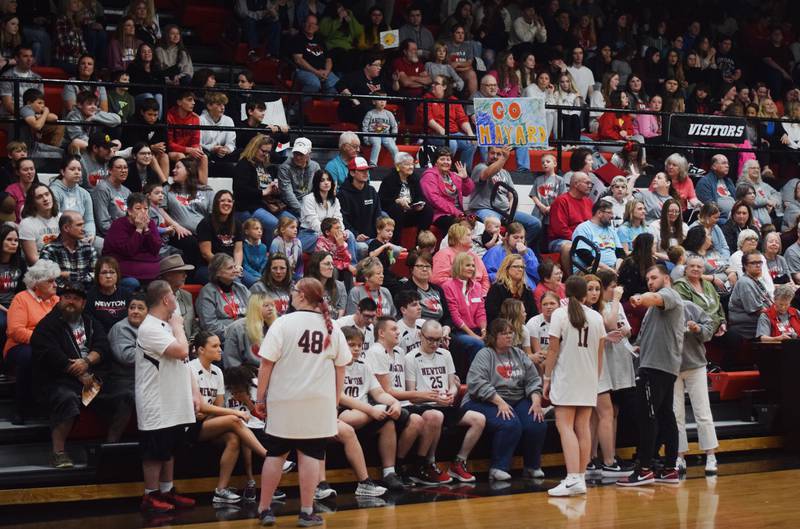 Crowds cheer on teams during a timeout of The Big Game on April 19 at Newton High School.