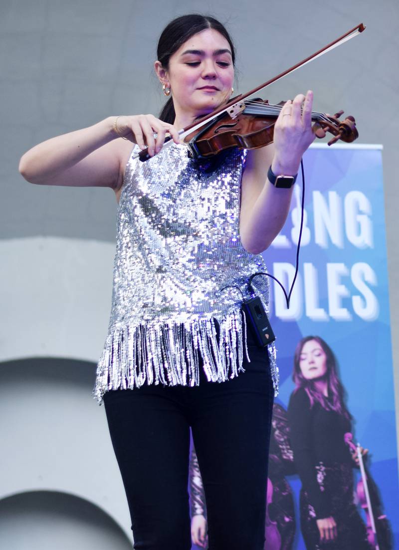 Dueling Fiddles, a Des Moines-based group featuring Hanna Wolle and Geneviève Gros-Louis Salamone, performed Thursday, June 8 as part of the Maytag Bowl Summer Concert Series in Newton.