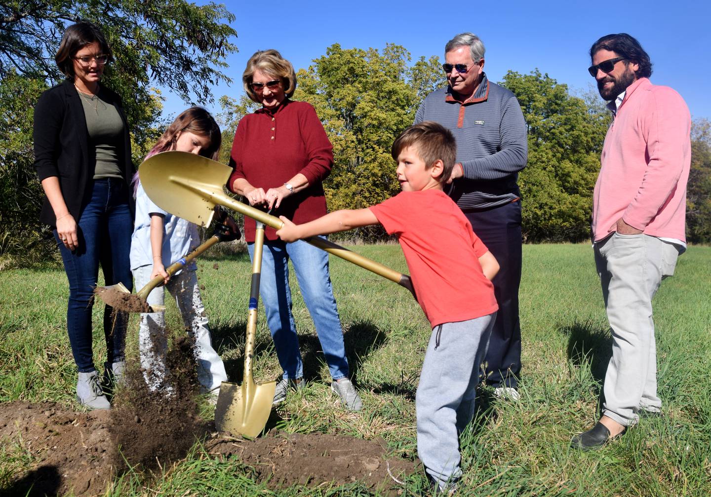 Stakeholders, staff and supporters of Jasper County Conservation gather Oct. 7 for a ceremonial groundbreaking at the site of the future environmental education center in Newton.