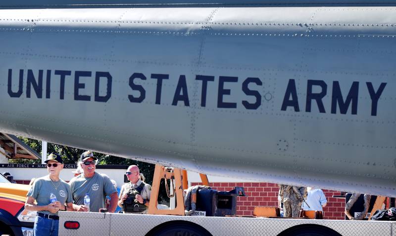 Lynn Harnden, a retired Lt. Colonel of the U.S. Army, and the Baxter American Legion completed fundraising and installed at "Huey" helicopter as a memorial to Vietnam Veterans on Sept. 30 in downtown Baxter.