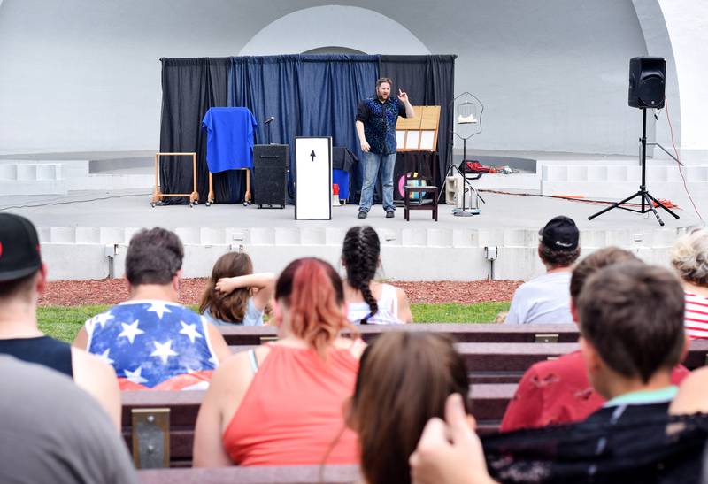 Eric Michaels performs magic and illusions during Newton Fest on Saturday, June 10 at Maytag Park.