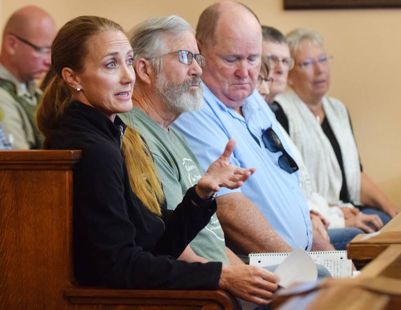 Jasper County Conservation Director Keri Van Zante speaks to the board of supervisors Sept. 13 about the three projects that were requested to receive federal stimulus money by the ARPA committee. Only two of the three projects were approved by supervisors, with the nature center still pending.