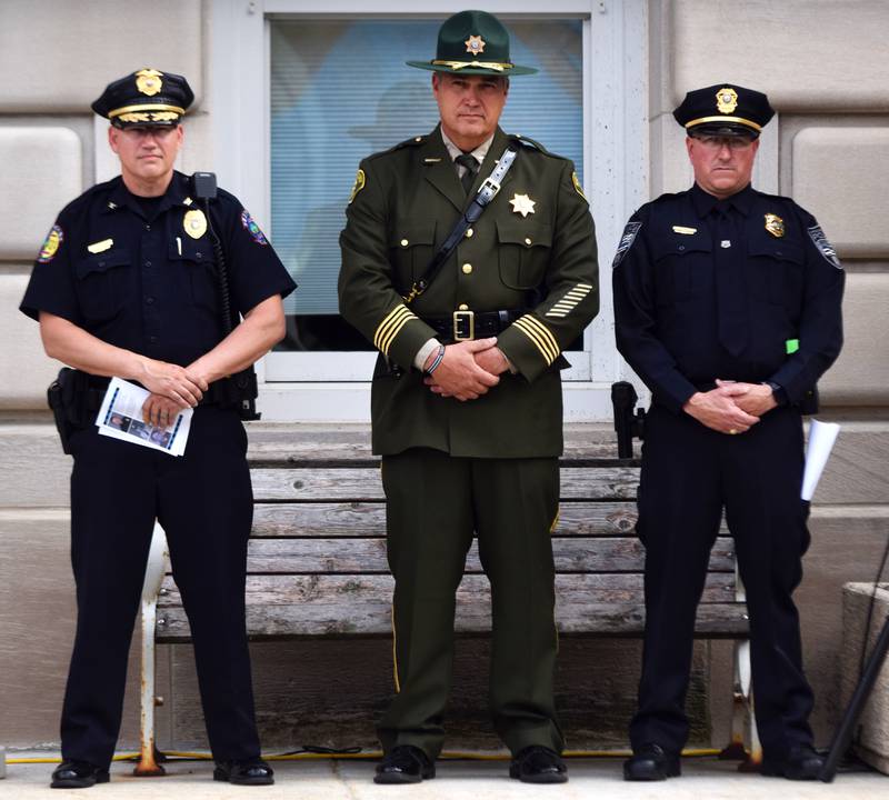 Representatives from all local law enforcement agencies participated in the Jasper County Law Enforcement Memorial service May 18 on the north side of the county courthouse in Newton. Officials from law enforcement agencies, the mayor of Newton and the police department's chaplain gave speeches during the ceremony.