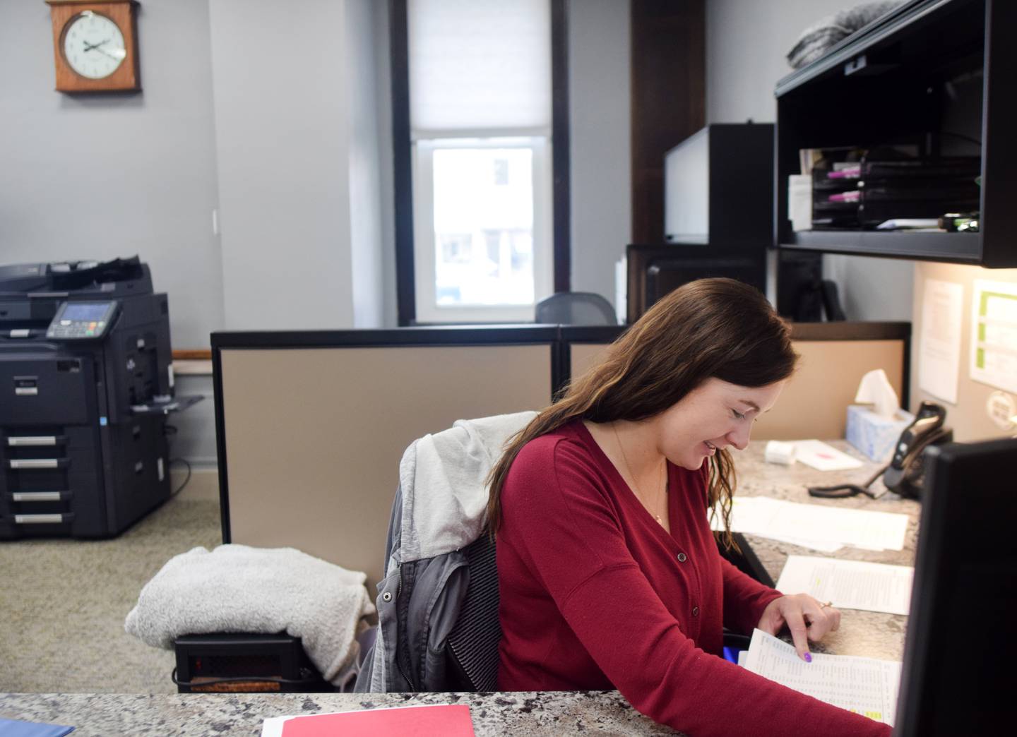 Recorder's office staff work in their office space located on the southern side of the Jasper County Courthouse.