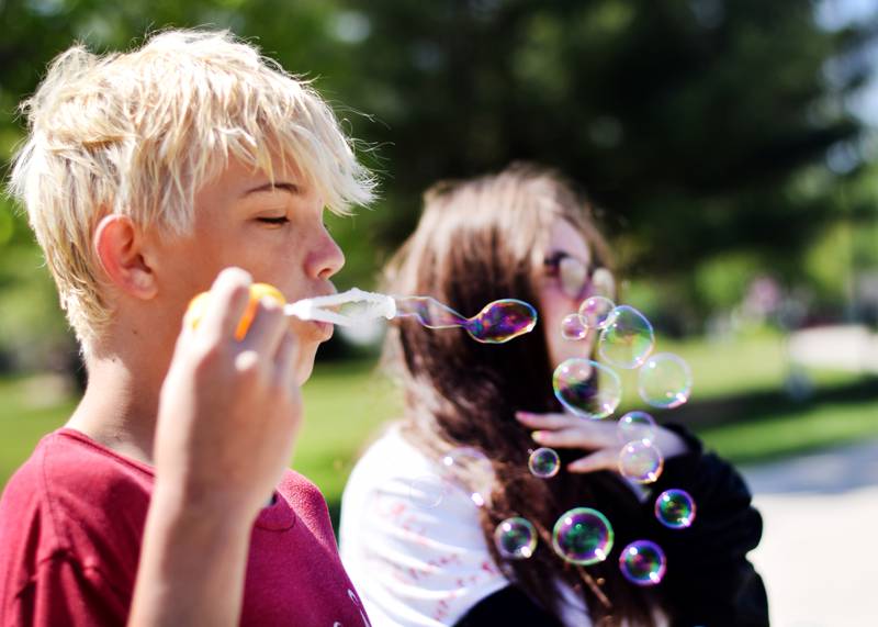 Eighth-grade students at Berg Middle School celebrate their last day as middle schoolers on May 26 by participating in carnival activities.