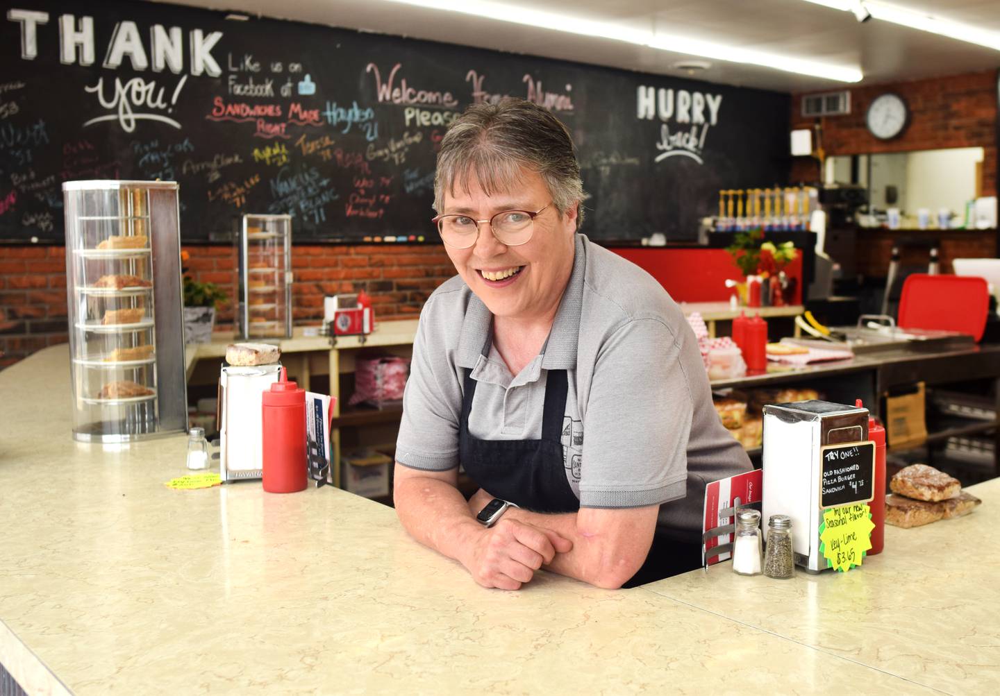 Lori Ganoe, manager of Sandwiches Made Right, has worked at the Newton restaurant for 40 years and will continue to manage it under new ownership.
