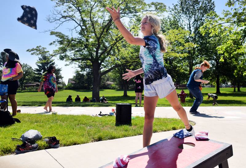 Eighth-grade students at Berg Middle School celebrate their last day as middle schoolers on May 26 by participating in carnival activities.