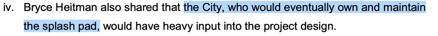 Minutes from the Newton Park Board's February 2021 meeting show the city was always intended to own and maintain the splash pad project