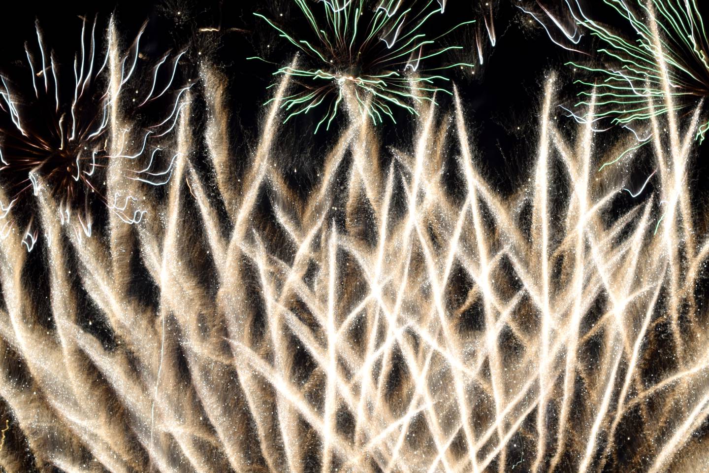 Fireworks light up the Iowa Speedway during the public night on Aug. 2 of the Pyrotechnics Guild International (PGI) convention. The last public night of Thunderstruck Over Iowa Speedway will be held on Aug. 5 and will include live music, food trucks and a 90-minute fireworks display in the infield with the price of admission.