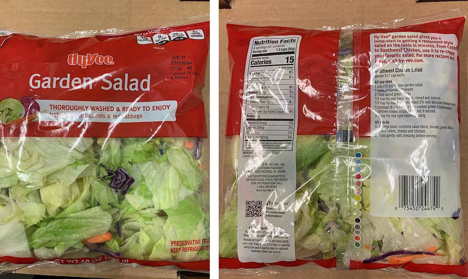 HyVee recalls 12 oz. HyVee Garden Salad product because of potential