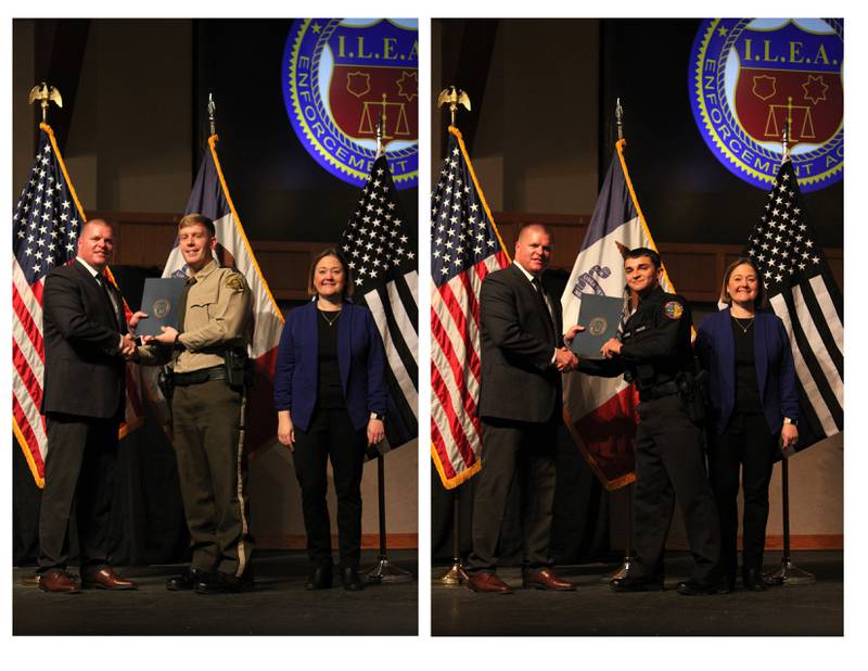 Jasper County Deputy Zachary Dickenson and Newton Police Officer Bryen Hernandez graduated from the Iowa Law Enforcement Academy Dec. 19.