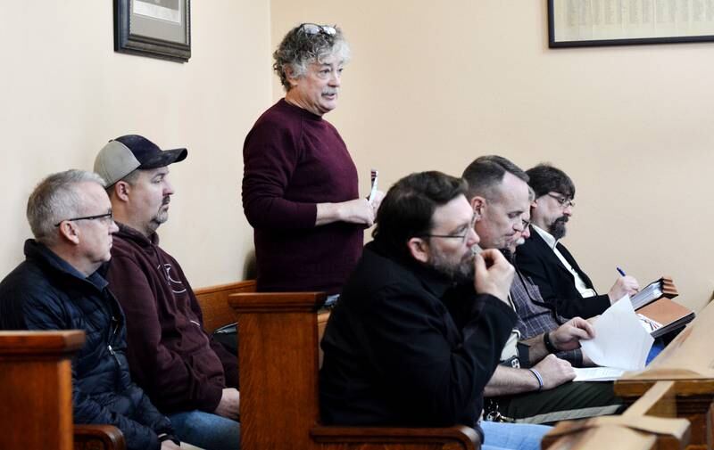 Dr. Patrick Edwards speaks to the Jasper County Board of Supervisors at a past meeting in the courthouse.