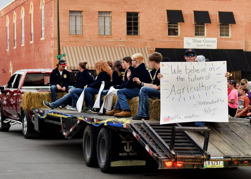 Newton High School holds its Homecoming Parade on Sept. 19 in downtown Newton. In addition to showing off Homecoming King Zane Munger and Homecoming Queen MeLayna Budinich, the event served as a community pep rally led by the cheerleaders, the Newton Pacesetters and varsity football team.