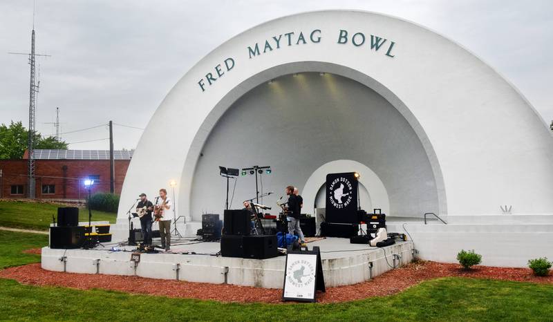 Damon Dotson, a Des Moines-based musician, performs the Maytag Bowl during the last night of Newton Fest on Saturday, June 10 at Maytag Park.