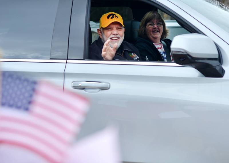 Newton Community School District students and staff participate in a Veterans Day Reverse Parade on Nov. 11, which extended to a number of school buildings in the area.