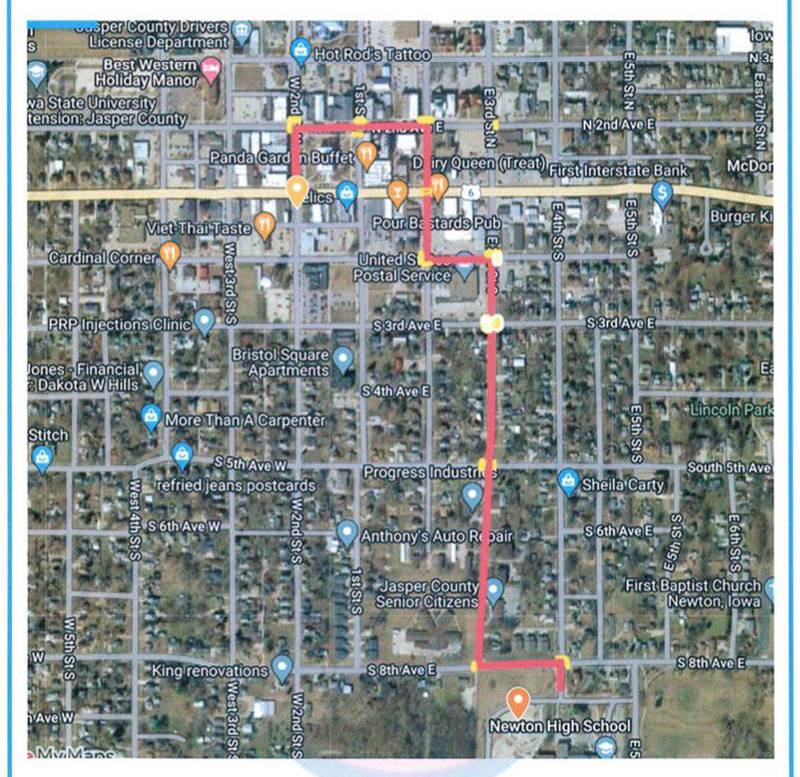 UPDATED 2022 Homecoming parade route for Newton High School.