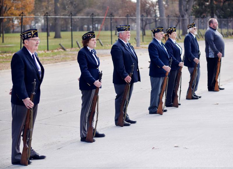 Local veterans were honored during a Veterans Day ceremony Saturday, Nov. 11 at the American Legion Post 111 in Newton. In addition to a volley of rifle fire and the sounding of the Taps, speakers provided benedictions, offered words of encouragement and highlighted the services veterans do for their communities.