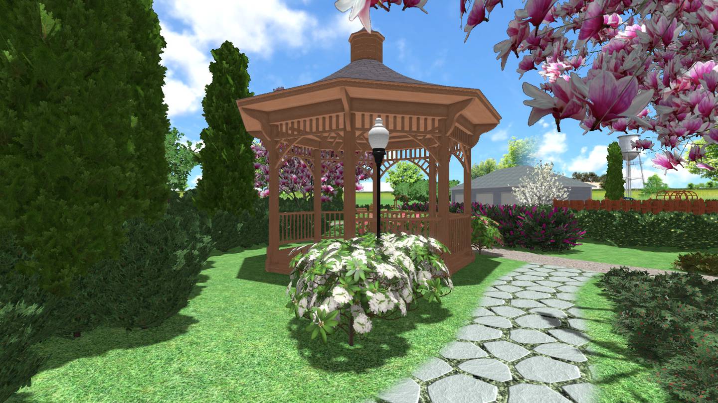 Digital illustrations created by Iowa State University's Rising Star interns Jake Guthrie and Kaylee Kleitsch show how the Jasper County ISU Extension and Outreach office's community inspiration garden could look like when fully completed.