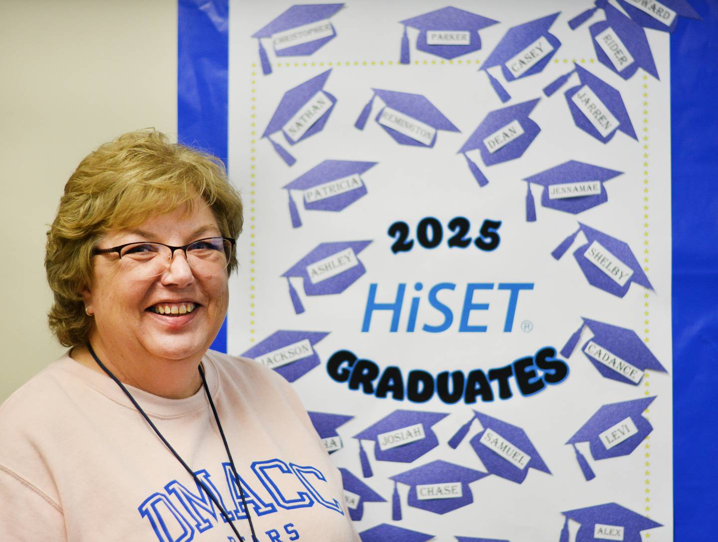 Deborah Rose, an adjunct instructor for the High School Equivalency Test in DMACC Newton Campus, has been teaching the courses ever since she retired from the Newton Community School District in 2022. Rose said being a HiSET instructor is one of the most fulfilling jobs she has ever had.