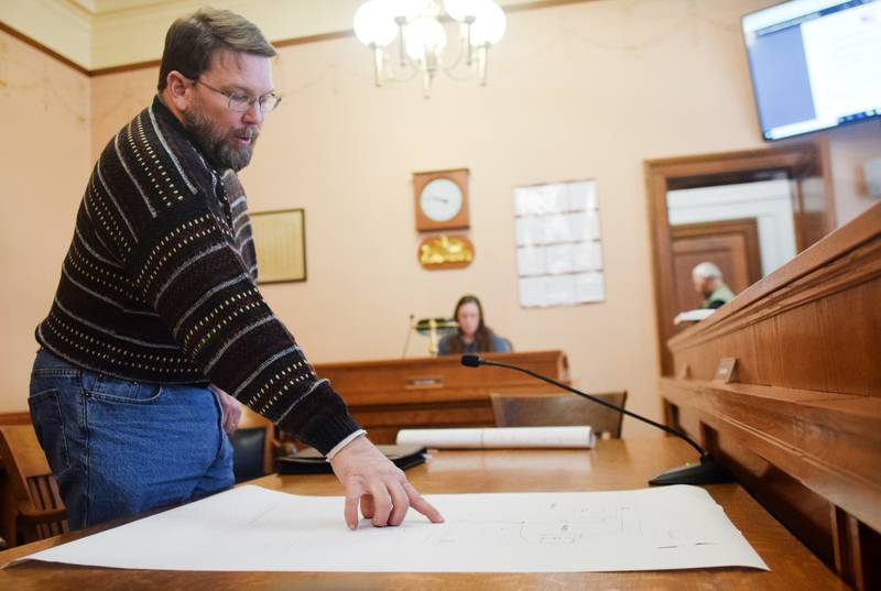 Jasper County Engineer Michael Frietsch speaks with the board of supervisors about the second phase designs of the Liberty Avenue Yard during a past work session at the county courthouse.