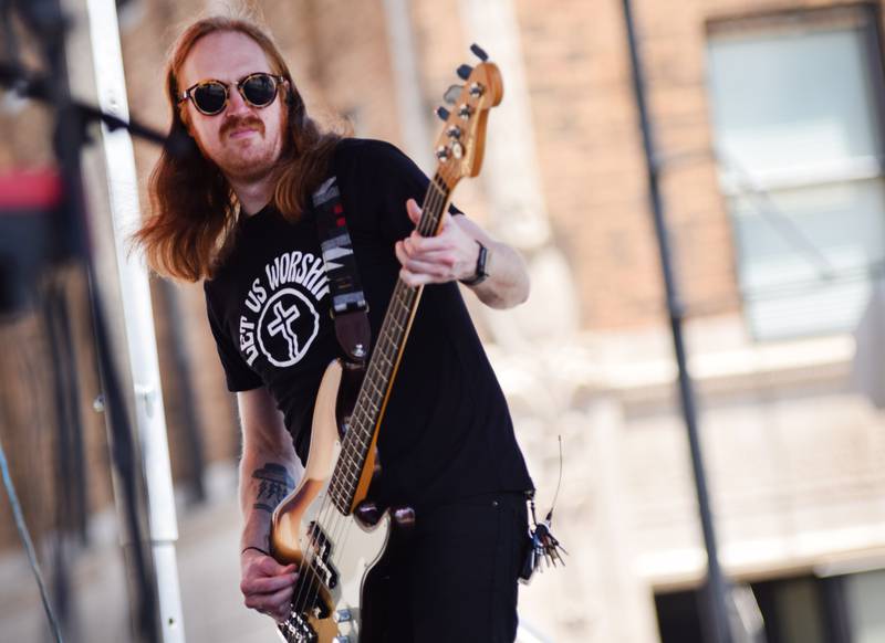 Sean Feucht performs during the inaugural Fierce Faith Music Worship Fest on June 19 in downtown Newton.