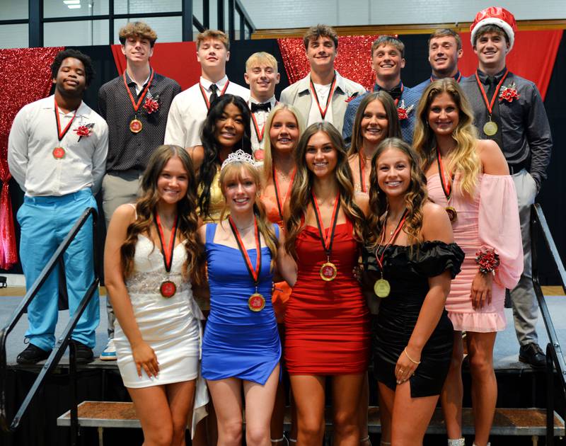 The 2025 Newton High School Homecoming Court poses for a picture after coronation on Sept. 18 in the high school gymnasium.