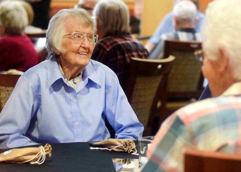Residents of Park Centre converse with each other during the facility's 30-year anniversary celebration in Newton. Park Centre celebrated its three-decade milestone with residents and community members, who enjoyed food and refreshments, good company and live music.