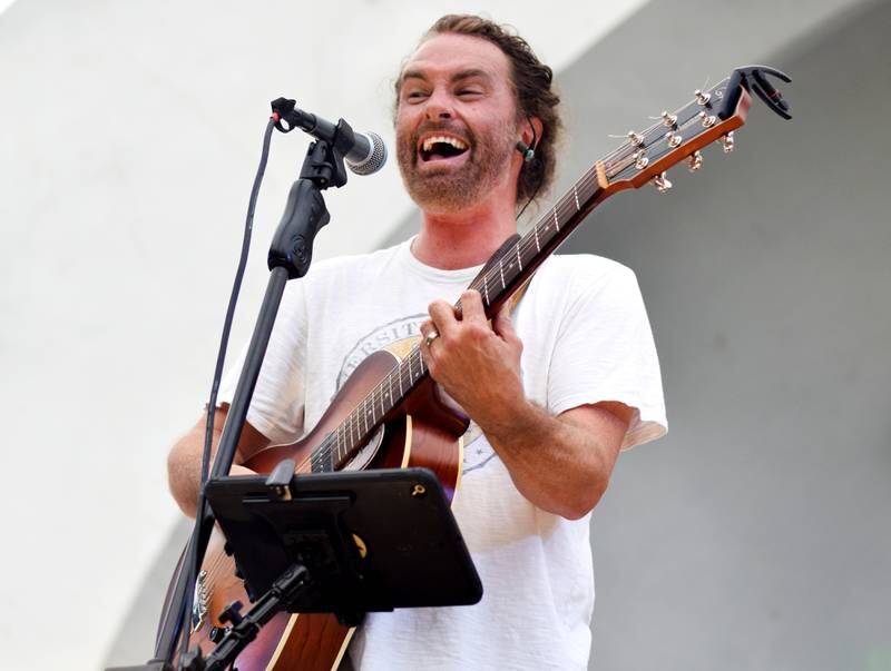 Damon Dotson, a Des Moines-based musician, performs the Maytag Bowl during the last night of Newton Fest on Saturday, June 10 at Maytag Park.