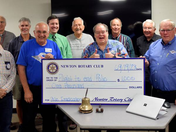 Newton Rotary Club donates $1,000 to Flight to End Polio
