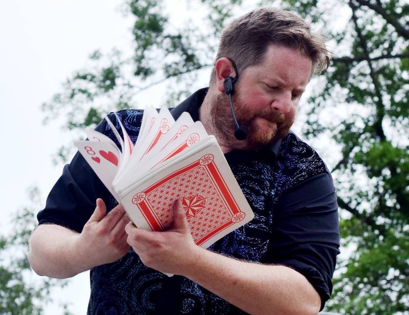 Eric Michaels performs magic and illusions during Newton Fest on Saturday, June 10 at Maytag Park.