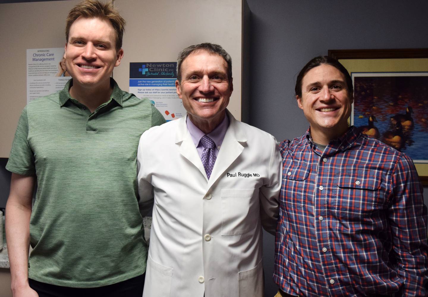Dr. Paul Ruggle of Newton Clinic, center, with sons Adam and Brian will be retiring from his practice by the end of the month, marking a 39-year history with the facility and more than 40 years of experience practicing medicine. His passion for helping people has spread to his sons, with Adam in psychiatry and Brian practicing family medicine.