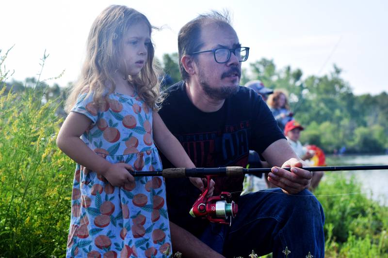 Young anglers catch bluegills and bass (and sometimes softshell turtles) during the Youth Fishing Derby on June 3 at Quarry Springs in Colfax.