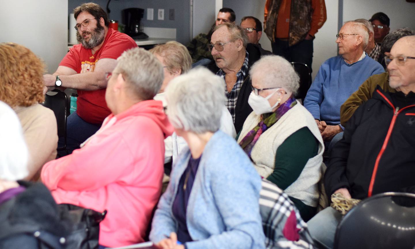 Eddy Jones speaks to Jasper County lawmakers during the legislative gathering held by the League of Women Voters on March 18 in the Newton Public Library.