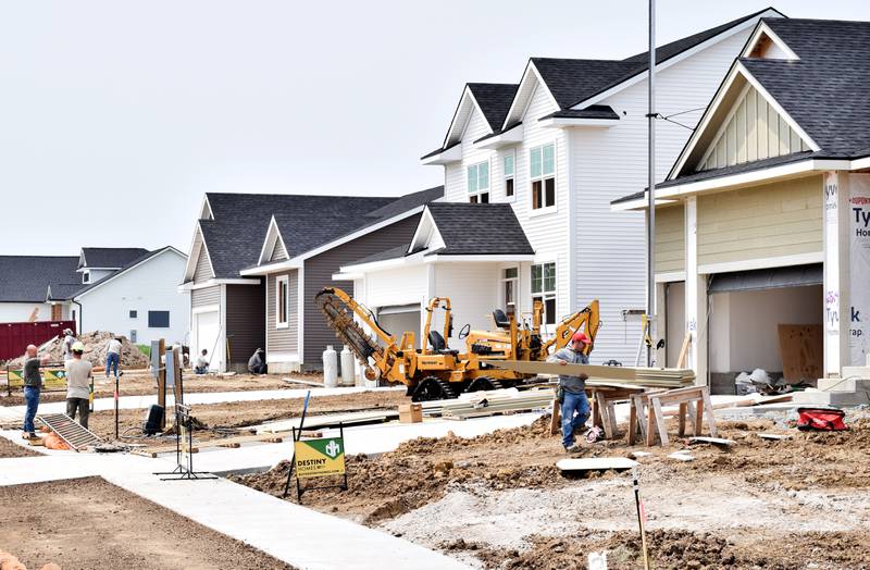 Contractors work on building homes at Arbor Estates in Newton. The city council on May 15 approved the preliminary work for the second addition of Arbor Estates that is expected to have 23 residential lots, which are zoned R-1, R-2 and R3, offering a wide variety of potential home structures.