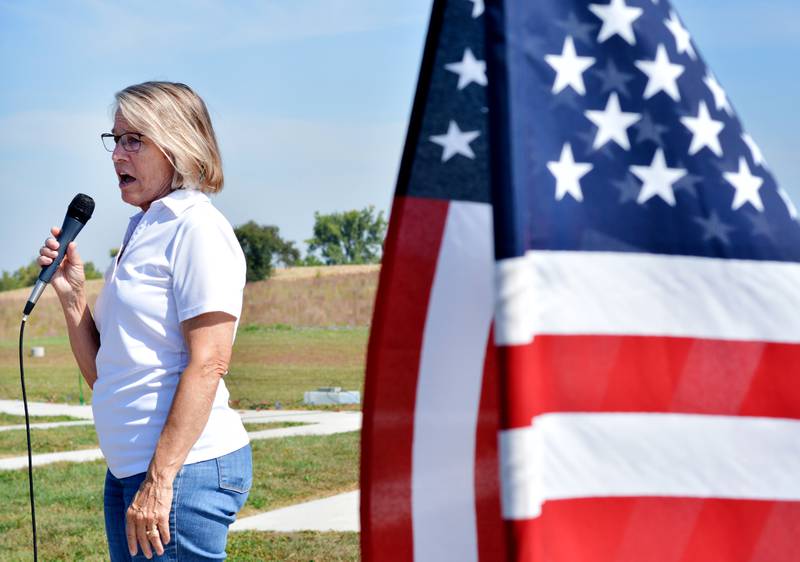 U.S. Rep. Mariannette Miller-Meeks speaks during the Jasper County Republican Party Trapshoot fundraiser on Sept. 13 in Newton.