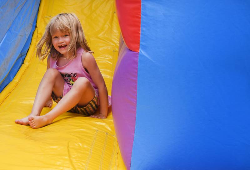 Kids enjoy all the games and activities available in the Fun Zone of Newton Fest on Saturday, June 10 at Maytag Park.