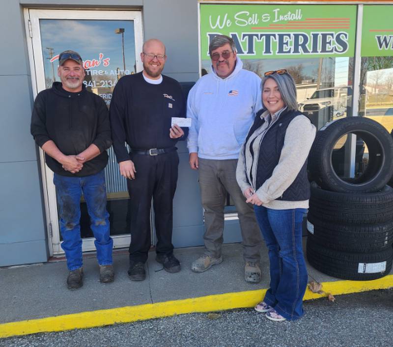 Pictured are Jerry Nelson, Alyssa Wilson, Scott Perry and Ryan Dannen with a check for the Jasper County Veterans.
