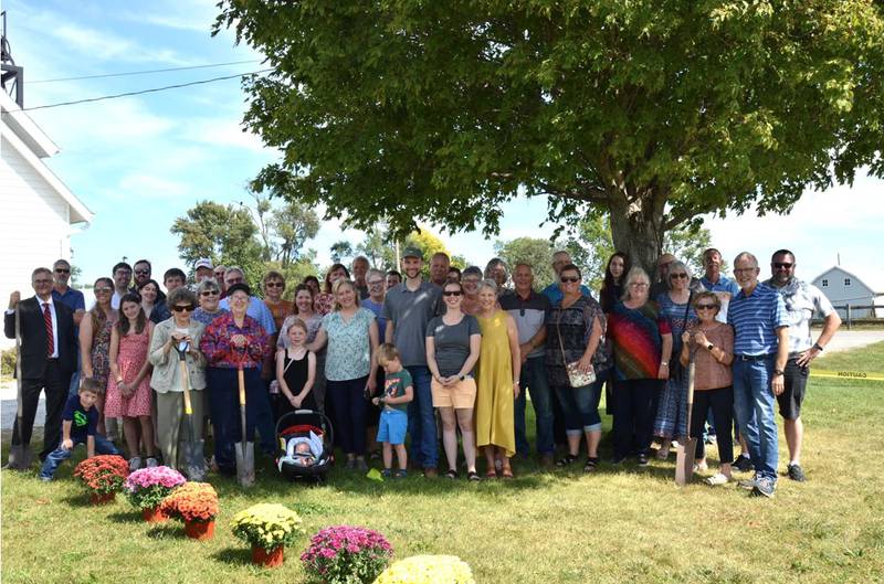 Members of the Prairie City Church of the Brethren shared an historic moment  Sept. 15 with a groundbreaking ceremony to kick off the construction of a new fellowship hall.