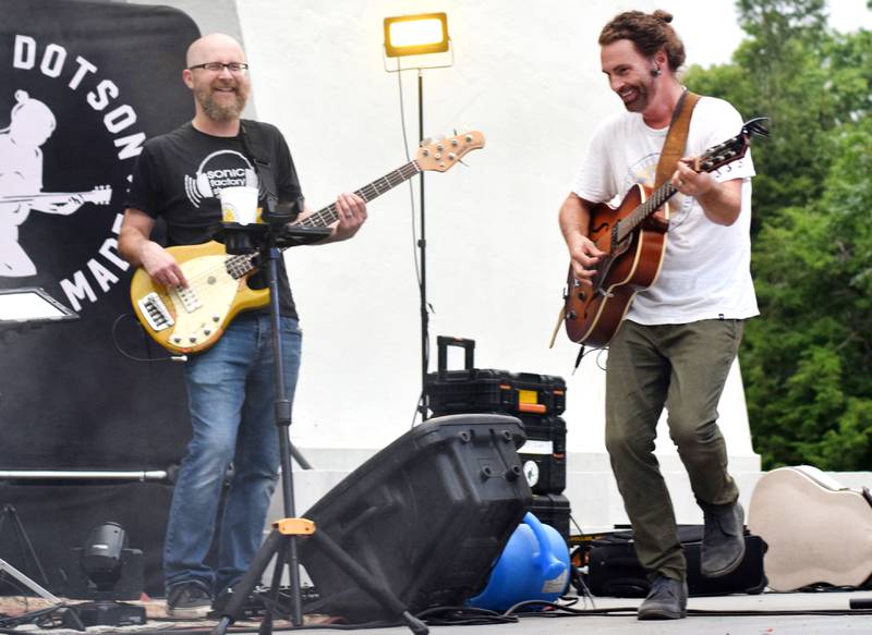 Damon Dotson, a Des Moines-based musician, performs the Maytag Bowl during the last night of Newton Fest on Saturday, June 10 at Maytag Park.