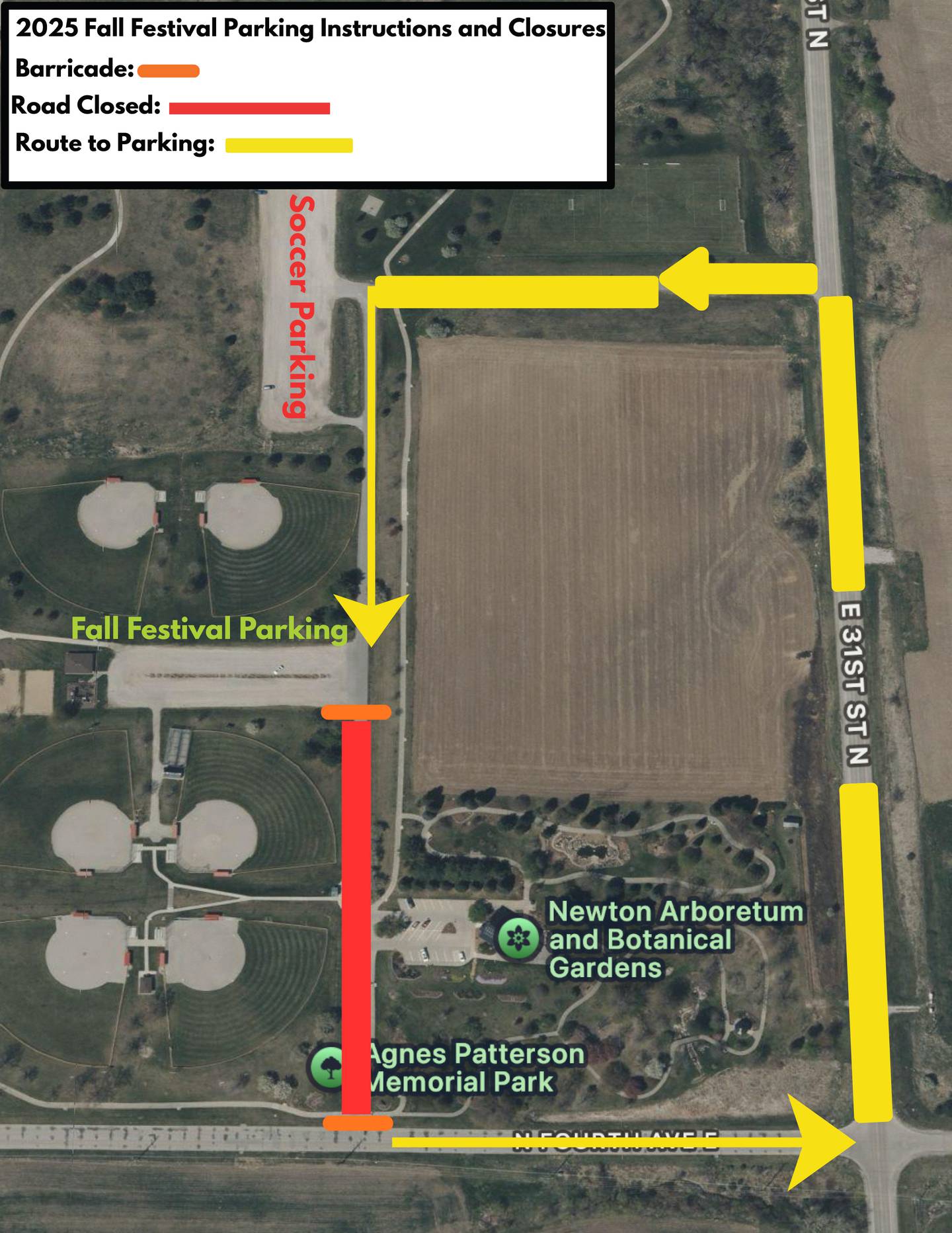 A map shows how visitors should access the Fall Festival.